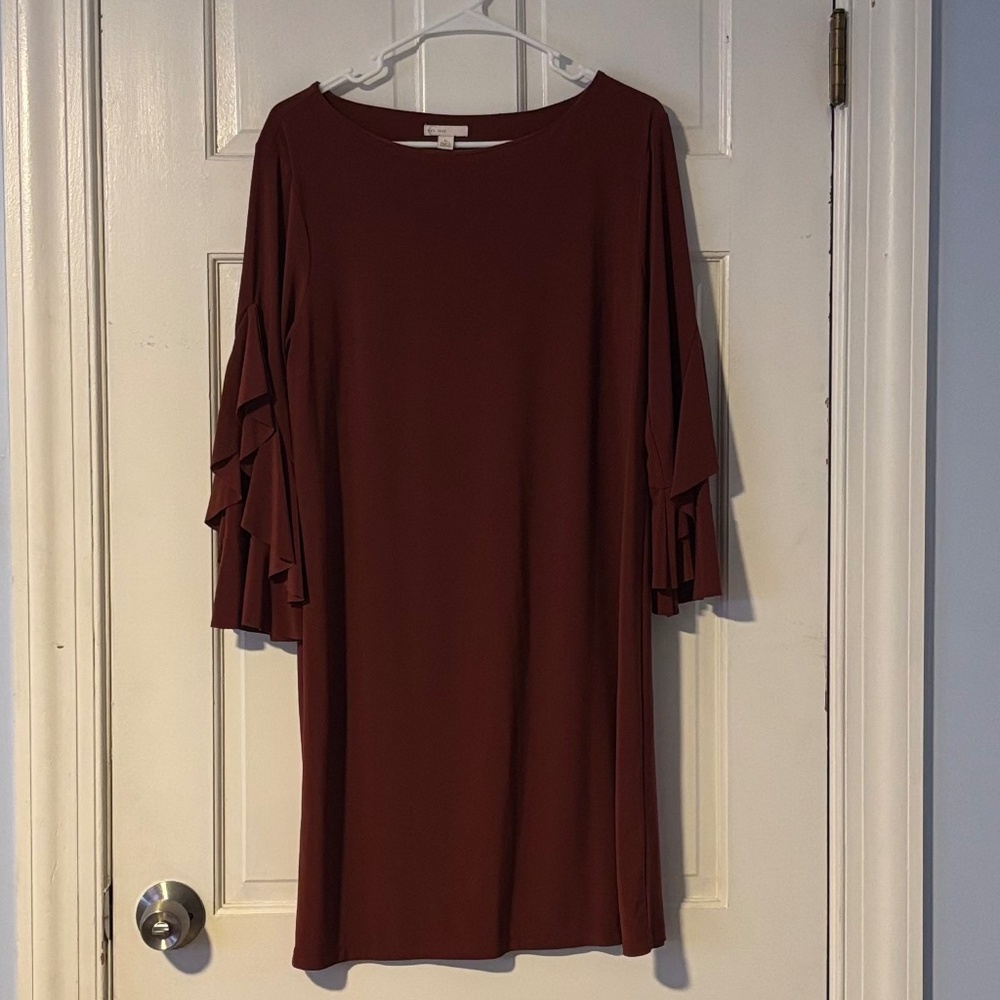 Rust Red Ruffle Sleeve Shift Dress - C. Est. 1946, Size L